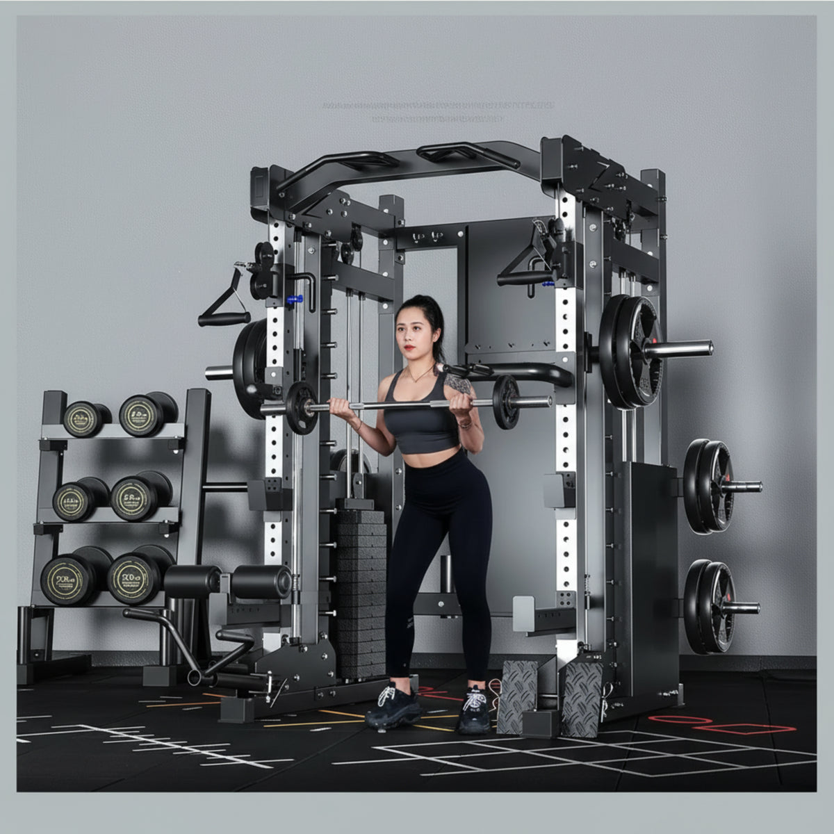 Home Gym Smith Machine Cable Crossover Weightlifting Sports Training